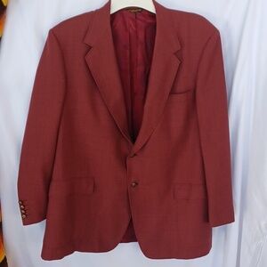 Men's Vintage Burgundy Sportcoat Custom Made, ACWTU, 1985, 46" Chest, 31" L